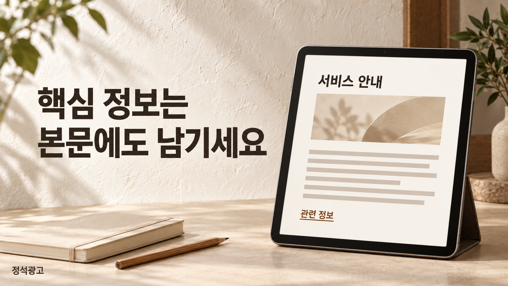 핵심 정보는 본문에도 남기세요 — 서비스 안내와 관련 정보