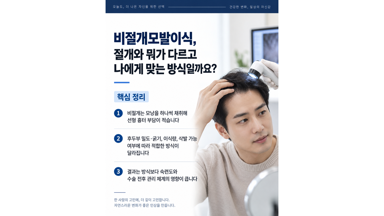 비절개모발이식, 절개와 뭐가 다르고 나에게 맞는 방식일까요?