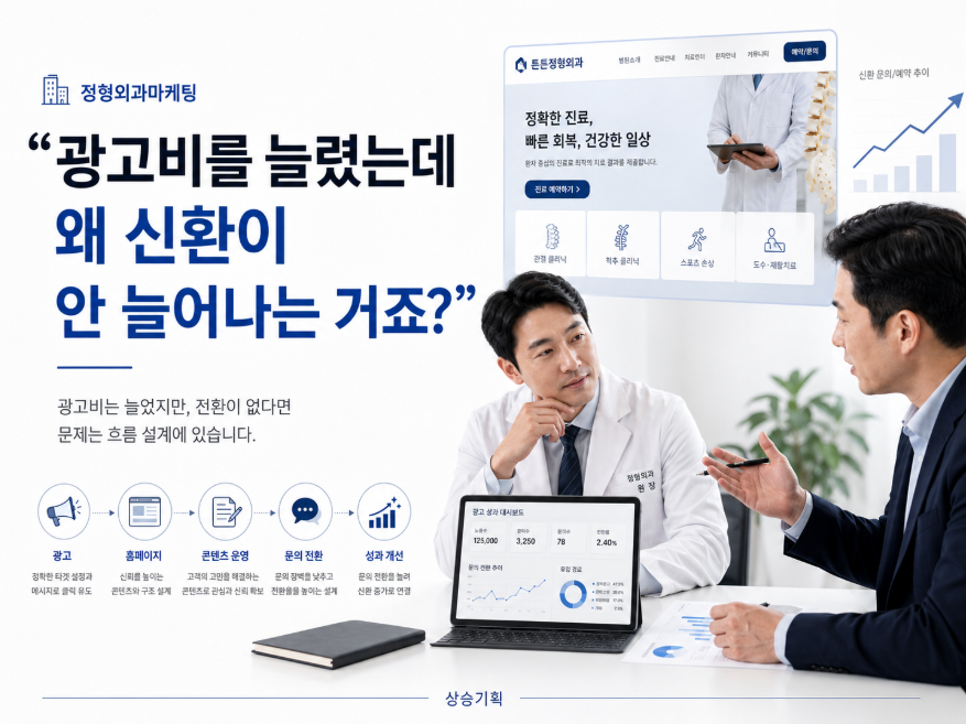 정형외과마케팅, 광고비보다 먼저 손봐야 할 게 있습니다